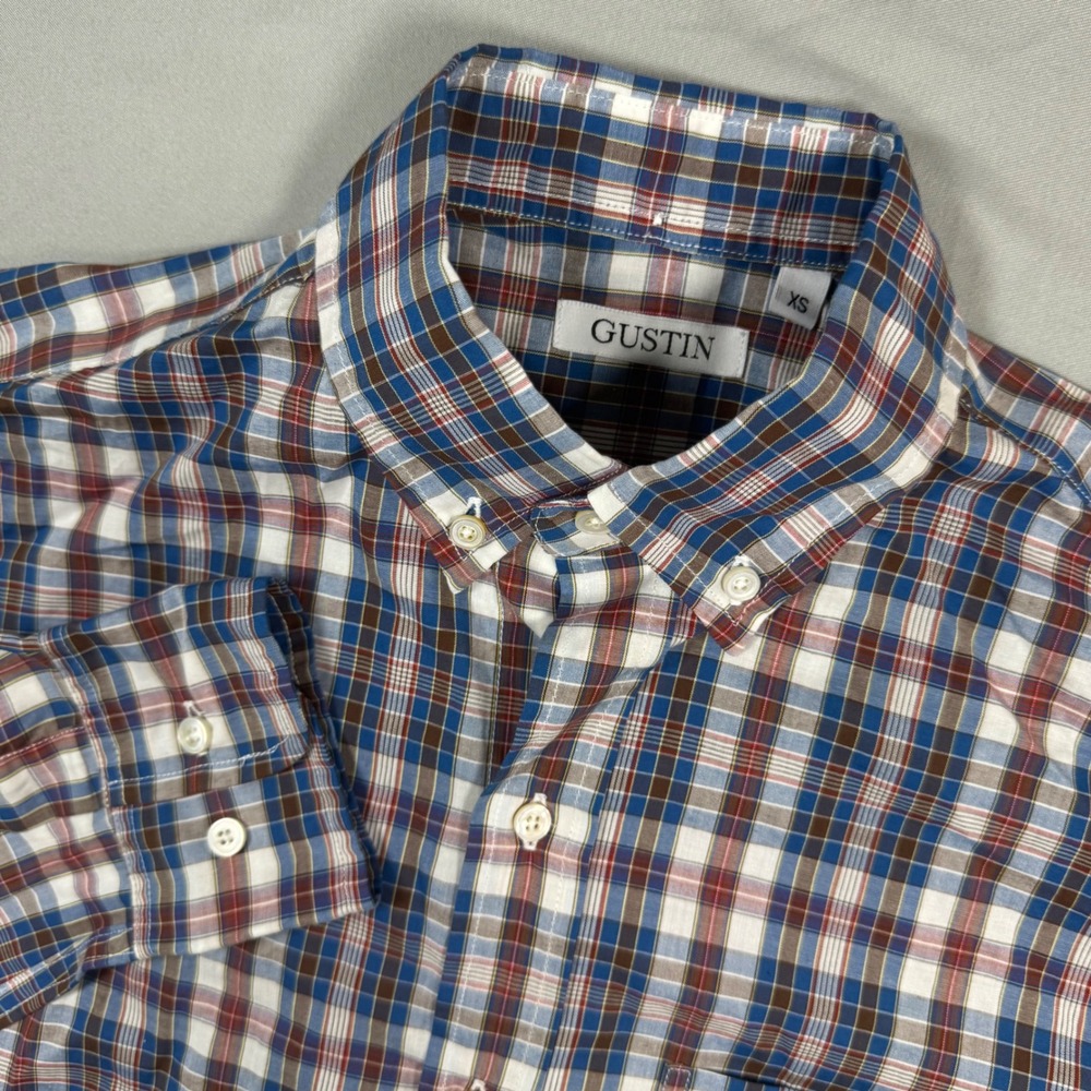 GUSTIN Plaid Button Down Shirt Long‎ Sleeve Men's XS Gingham Preppy Colorful